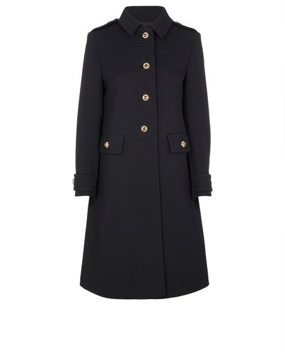 Prada Military Mid Length Coat, &pound;450, Clothing, Black, Wool, Front view