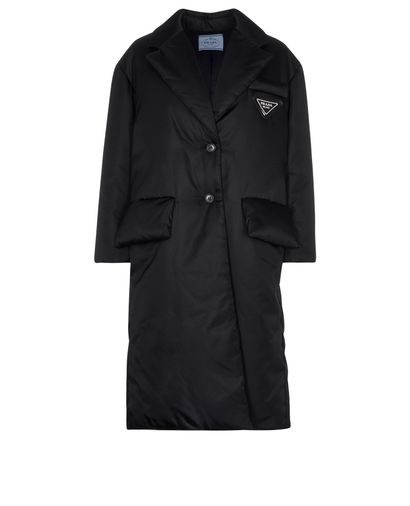 Prada Re-Nylon Long Gabardine Puffer Coat, front view