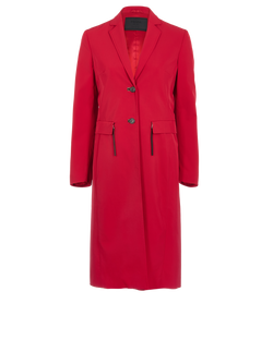 Prada Leather Detail Trench Coat, Polyester, Red, UK10, 3*