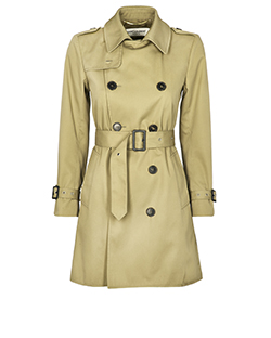 Saint Laurent Short Double Breasted Trench, Polyester/Cotton, Beige, 8, 3*