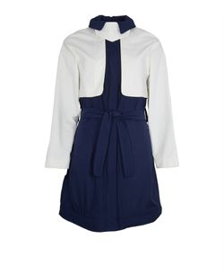 See By Chloé Two Tone Coat, Polyester, Navy/White, UK10, 3*
