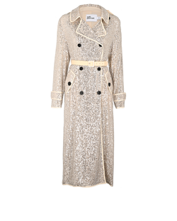Self-Portrait Sequin Trench Coat, Poly, Silver, UK8, 3*