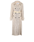 Self-Portrait Sequin Trench Coat, £250, Clothing, Silver, Polyester (Polymer), Front view