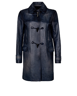 Valentino Leather Trench Coat, Leather, Blue, UK 10