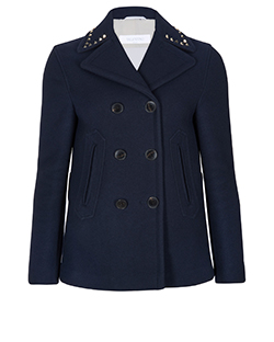 Valentino Navy Coat, Wool, Navy, 8, 3*