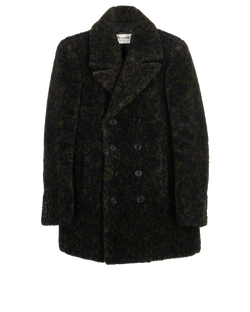Saint Laurent Teddy Coat, Men, Wool/Polyester, Green/Black, UK10, 3*