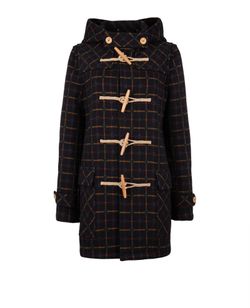 Saint Laurent Check Duffle Coat, MENS, Wool, Black, Sz S, 3*