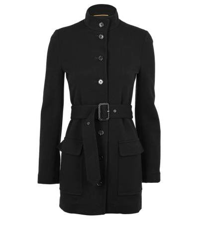 Saint Laurent Belted Coat, &pound;495, Clothing, Black, Wool, Front view