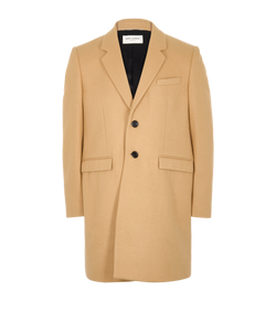 Saint Laurent Straight Coat, Mens, Wool, Camel, Sz XL, 3*