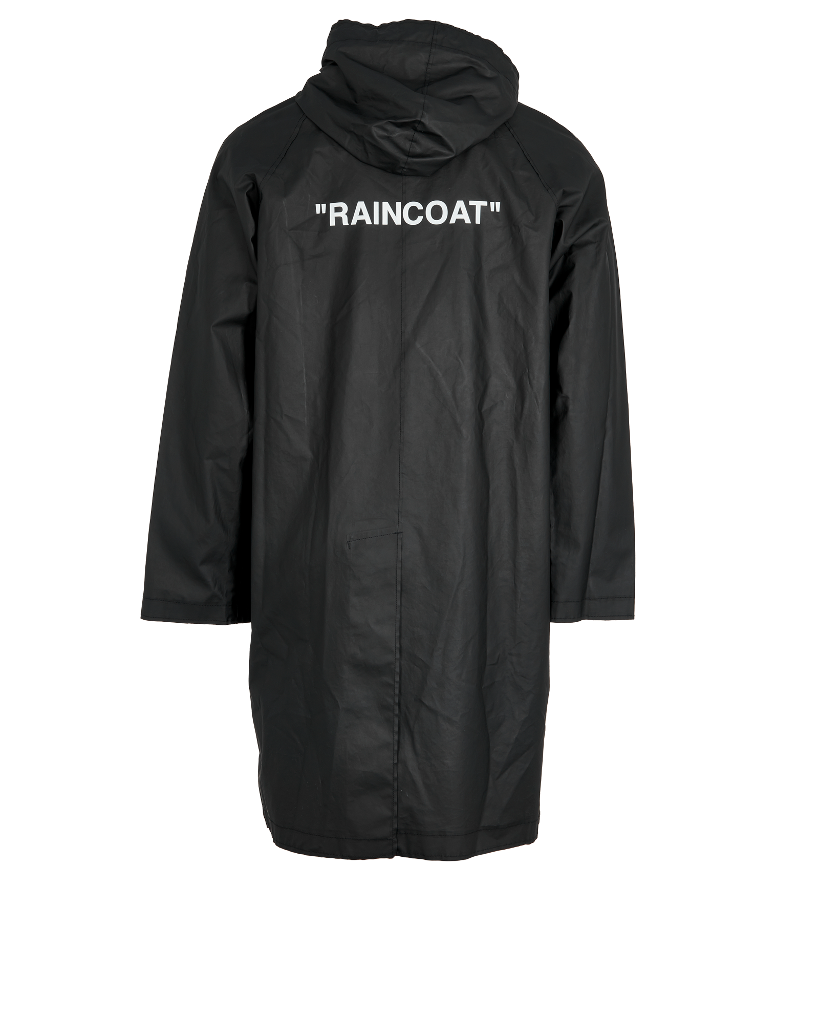 Off-White Quote Hooded Raincoat, &pound;320, Clothing, Black, Cotton/Polyester Mix, Back view