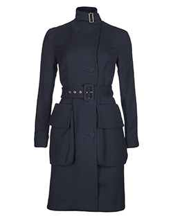 Marni Belted Coat, Silk/Wool, Navy, 40