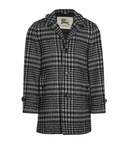 Burberry Check Coat, Mens, Wool, Grey, Sz M, 3*