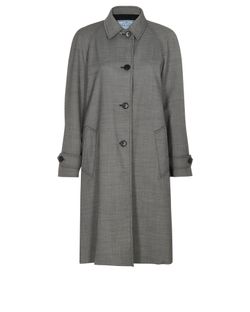 Prada Button Trench Coat, Cotton, Grey, UK10, 3*