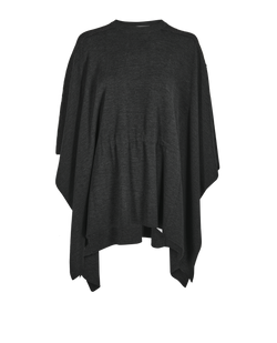 Valentino Lace Detail Poncho, Wool, Grey, Sz M, 3*