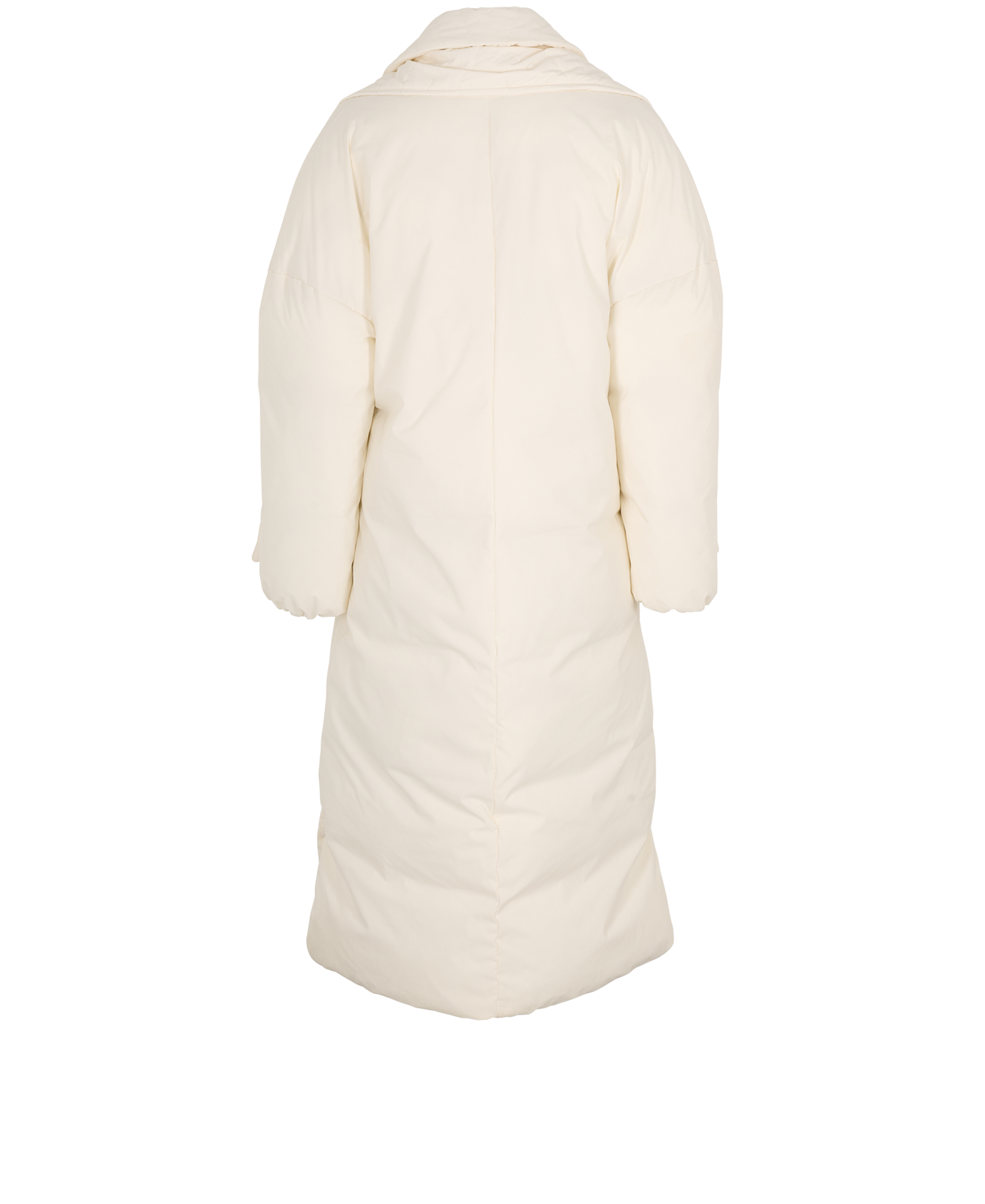 Ganni Tech Puffer Coat With Scarf, &pound;150, Clothing, White, Polyester (Polymer), Back view