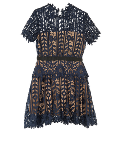 Self-Portrait Lace Dress, Poly, Navy, UK 10, 3*