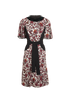 Louis Vuitton Floral Tie-Waist Dress, &pound;210, Clothing, Black/Red/White, Silk/Viscose, Front view