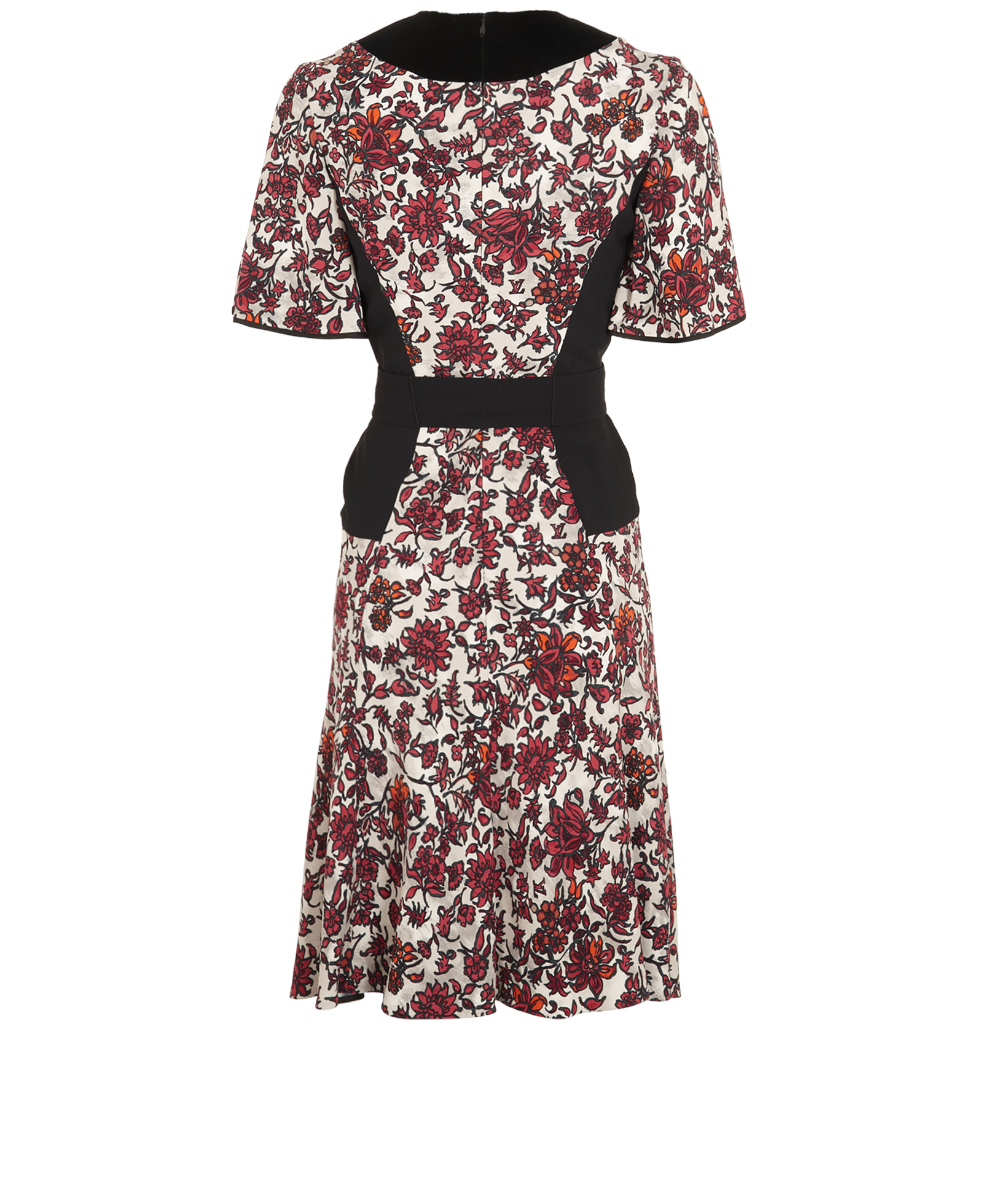 Louis Vuitton Floral Tie-Waist Dress, &pound;210, Clothing, Black/Red/White, Silk/Viscose, Back view