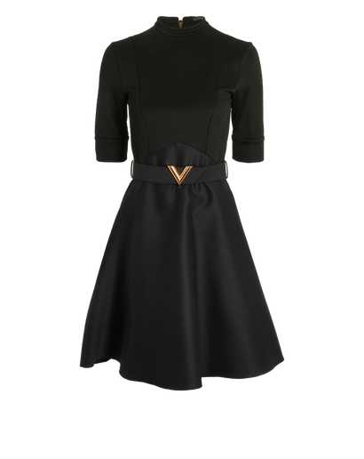 Louis Vuitton V Belt Dress, &pound;390, Clothing, Black, Viscose, Front view