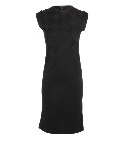 Louis Vuitton Woven Effect Sleeveless Dress, &pound;290, Clothing, Black, Silk/Viscose, Front view