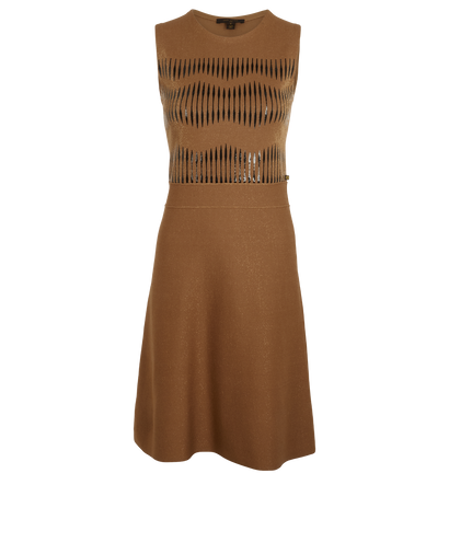 Louis Vuitton Animal Print Metallic Dress, &pound;230, Clothing, Beige/Gold, Polyester/Wool, Front view