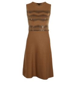 Louis Vuitton Animal Print Metallic Dress, Wool/Poly, Beige/Gold, Sz S, 3*