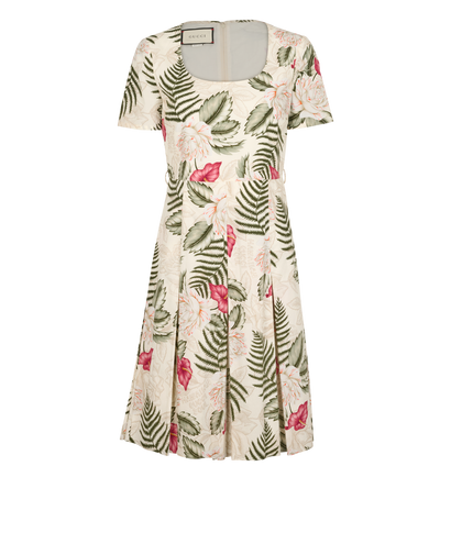 Gucci Hawaiian Floral Dress, &pound;295, Clothing, Cream, Cotton, Front view
