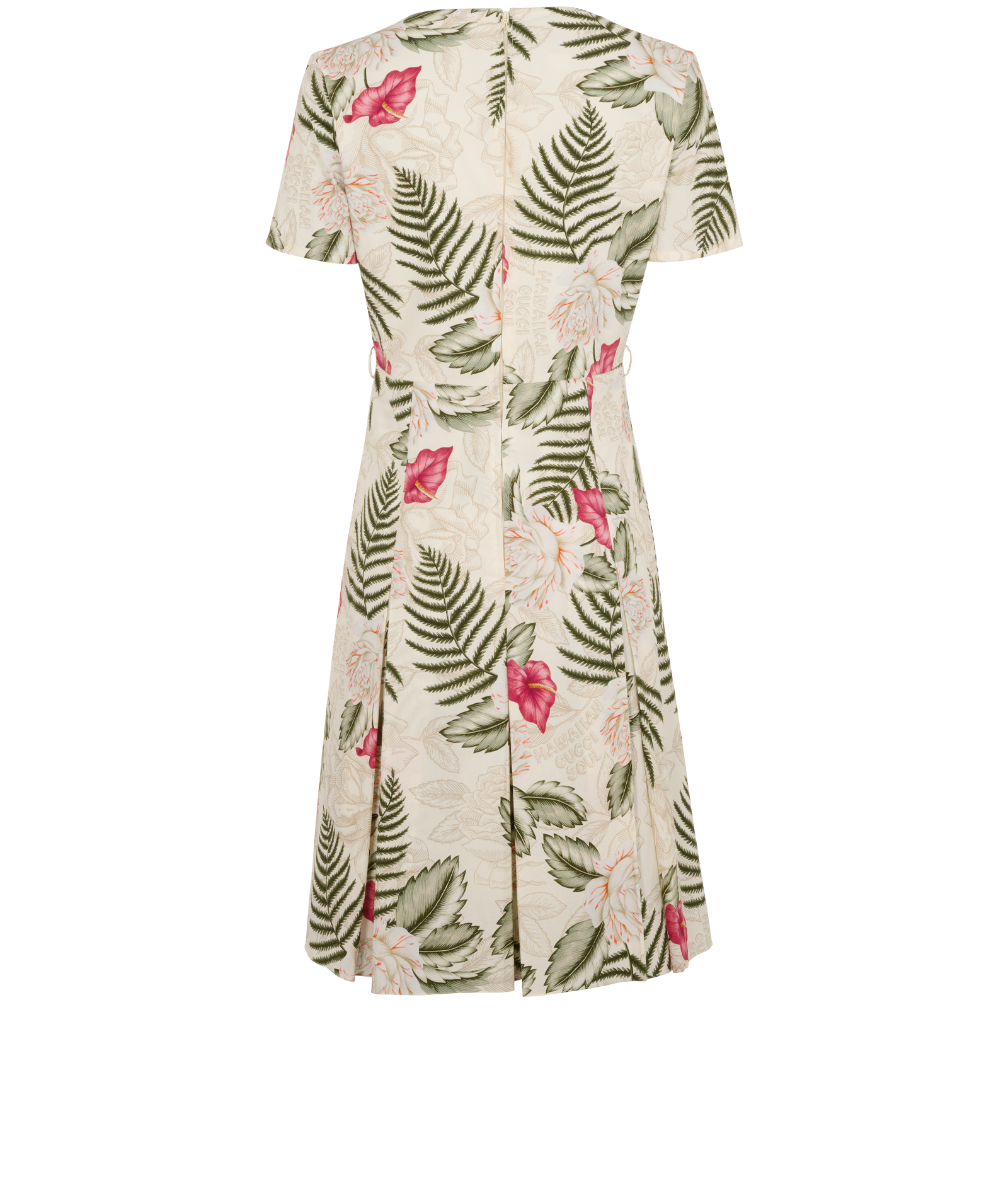Gucci Hawaiian Floral Dress, &pound;295, Clothing, Cream, Cotton, Back view