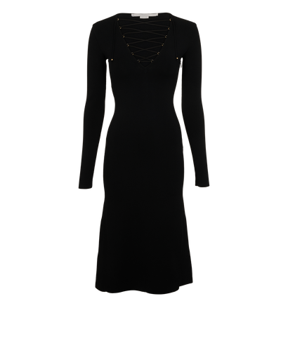 Stella McCartney Lace-Up Long Sleeves Dress, &pound;180, Clothing, Black, Viscose, Front view