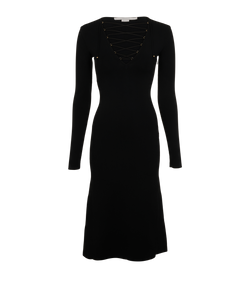 Stella McCartney Lace-Up Long Sleeves Dress, Viscose, Black, UK4, 2*