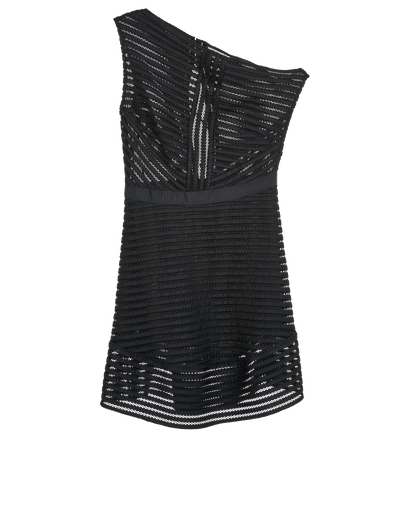 Self-Portrait Off-Shoulder Striped Dress, &pound;70, Clothing, Black, Polyester, Front view