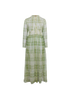 Burberry Scribble Check Print Dress, £190, Clothing, Green, Silk, Front view