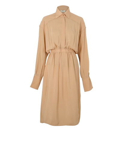 Fendi Long Sleeves Shirt Dress, &pound;220, Clothing, Beige, Silk, Front view