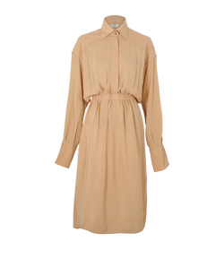 Fendi Long Sleeves Shirt Dress, Silk, Beige, UK 8, 2*