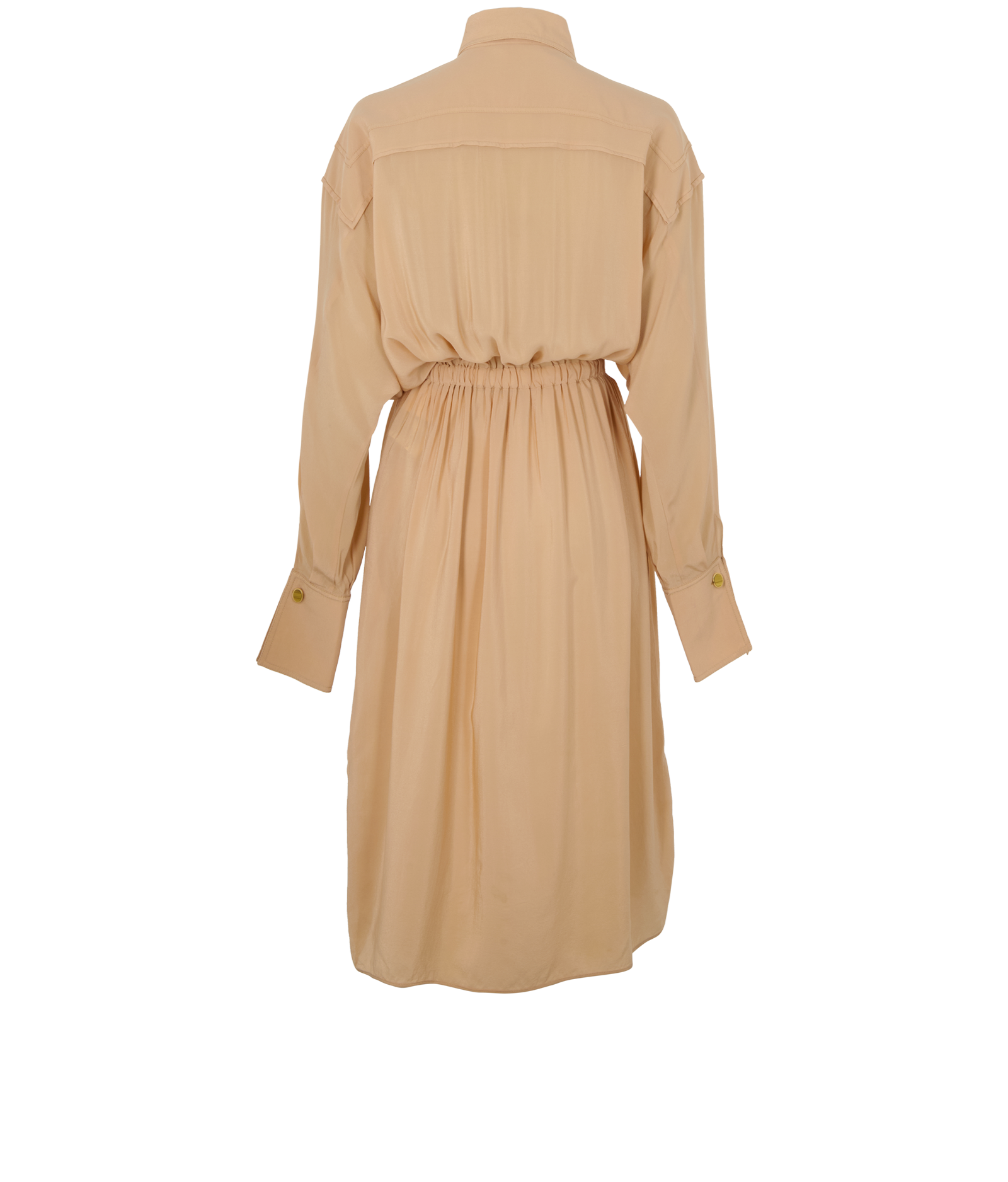 Fendi Long Sleeves Shirt Dress, &pound;220, Clothing, Beige, Silk, Back view