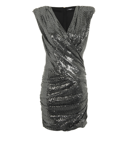 Balmain Metallic Mini Dress, &pound;250, Clothing, Metallic/Silver, Polyester (Polymer), Front view