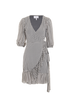 Ganni Check Wrap Dress, &pound;110, Clothing, Black/Grey, Polyester (Polymer), Front view