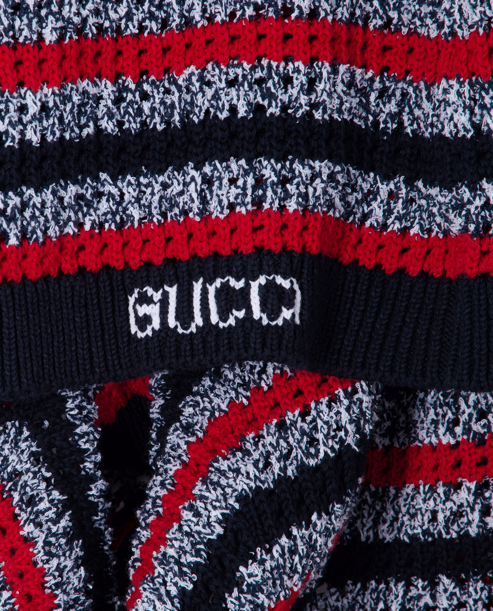 Gucci Striped Knit Dress, &pound;290, Clothing, Navy/Red/White, Cotton/Polyester, Other view