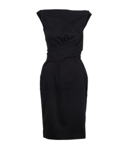 Max Mara Ruched Sleeveless Dress, Cotton, Black, UK8, 2*