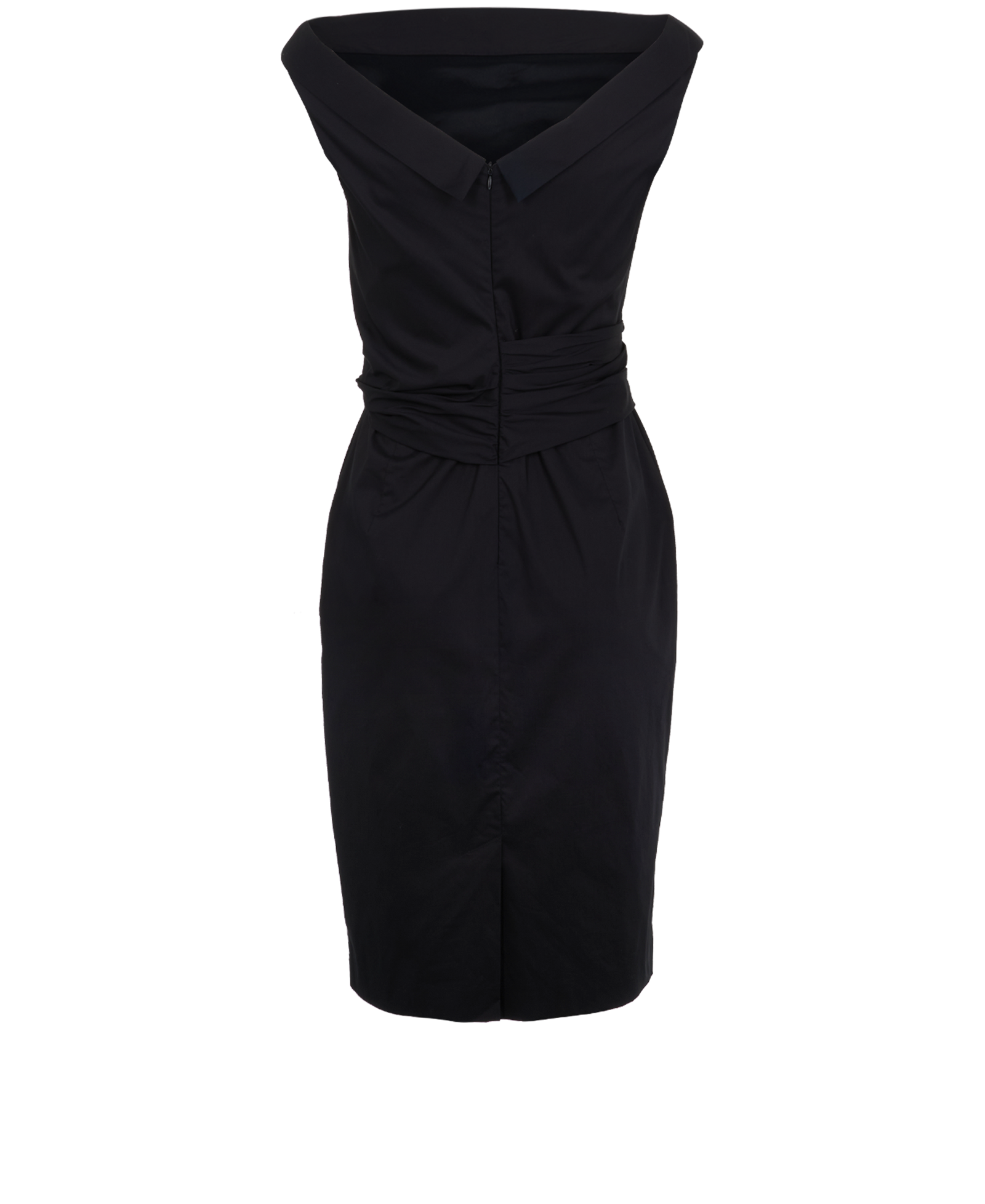 Max Mara Ruched Sleeveless Dress, &pound;120, Clothing, Black, Cotton, Back view