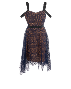 Self-Portrait Asymmetric Lace Dress, Polyester, Blue, UK14, 2*