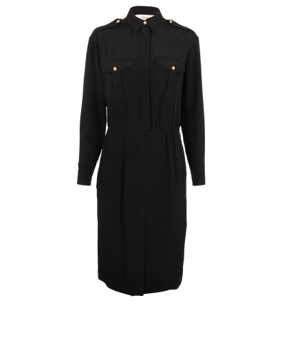 Celine Shirt Midi Dress, &pound;520, Clothing, Black, Silk, Front view