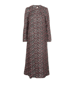 Marni Floral Long Dress, Silk, Black/Red, UK6, 3*