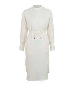 Self-Portait Belted Jacquard Dress, Polyester, Cream, UK6, 3*