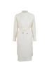 Self-Portait Belted Jacquard Dress, &pound;160, Clothing, Cream, Polyester, Front view