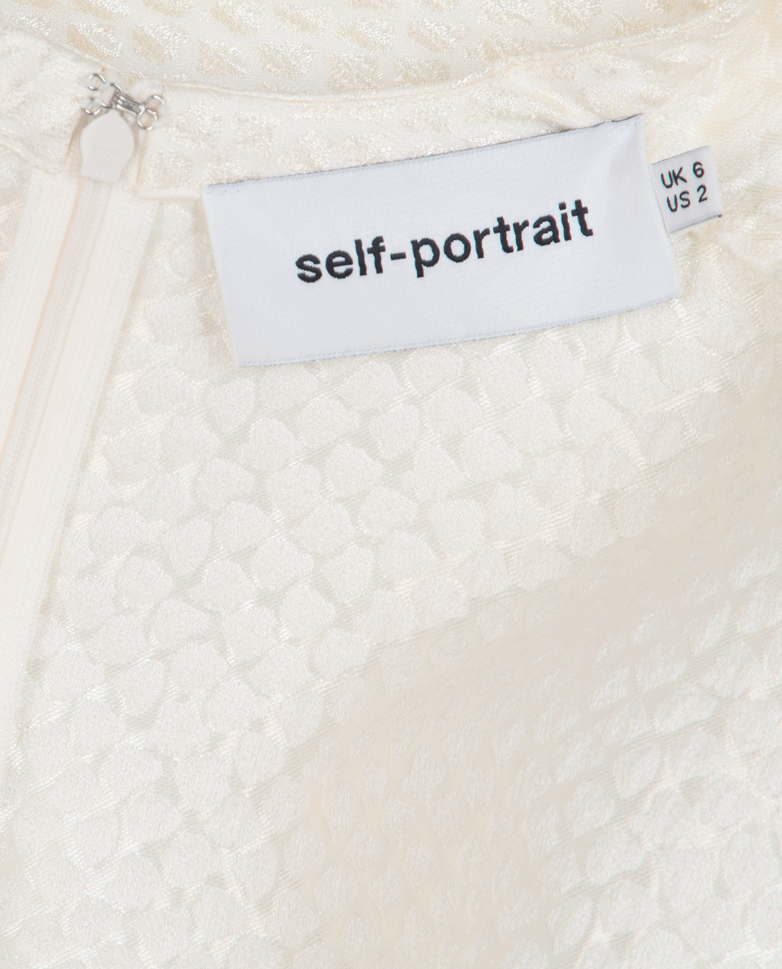 Self-Portait Belted Jacquard Dress, &pound;160, Clothing, Cream, Polyester, Other view
