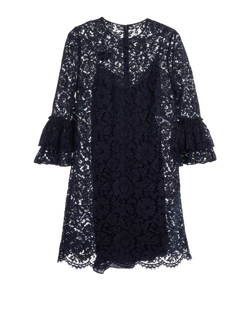 Valentino Lace Dress, Cotton/Viscose, Navy, UK10, 3*