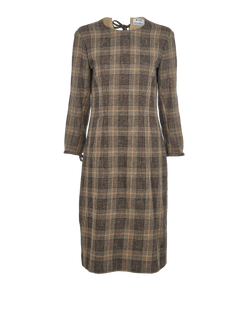 Acne Studios Plaid Midi Dress, Wool, Brown, UK8, 2*