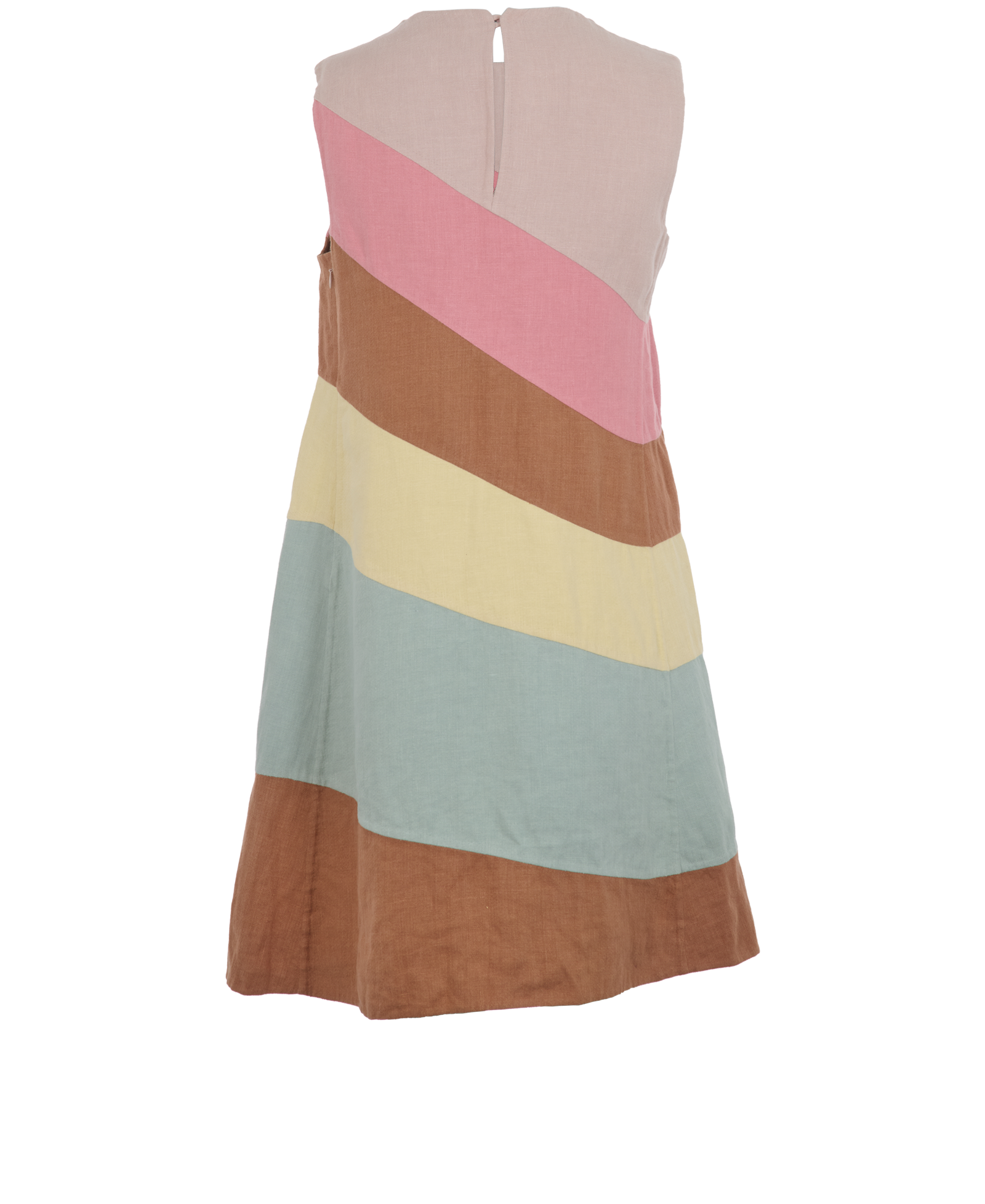Valentino Striped Mini Dress, &pound;230, Clothing, Beige/Blue/Cream/Pink, Linen, Back view