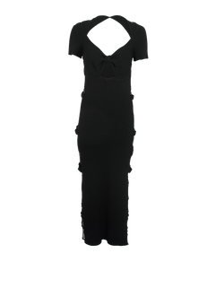 Self-Portrait Ribbed Fitted Dress, Viscose, Black, Sz XL, 3*